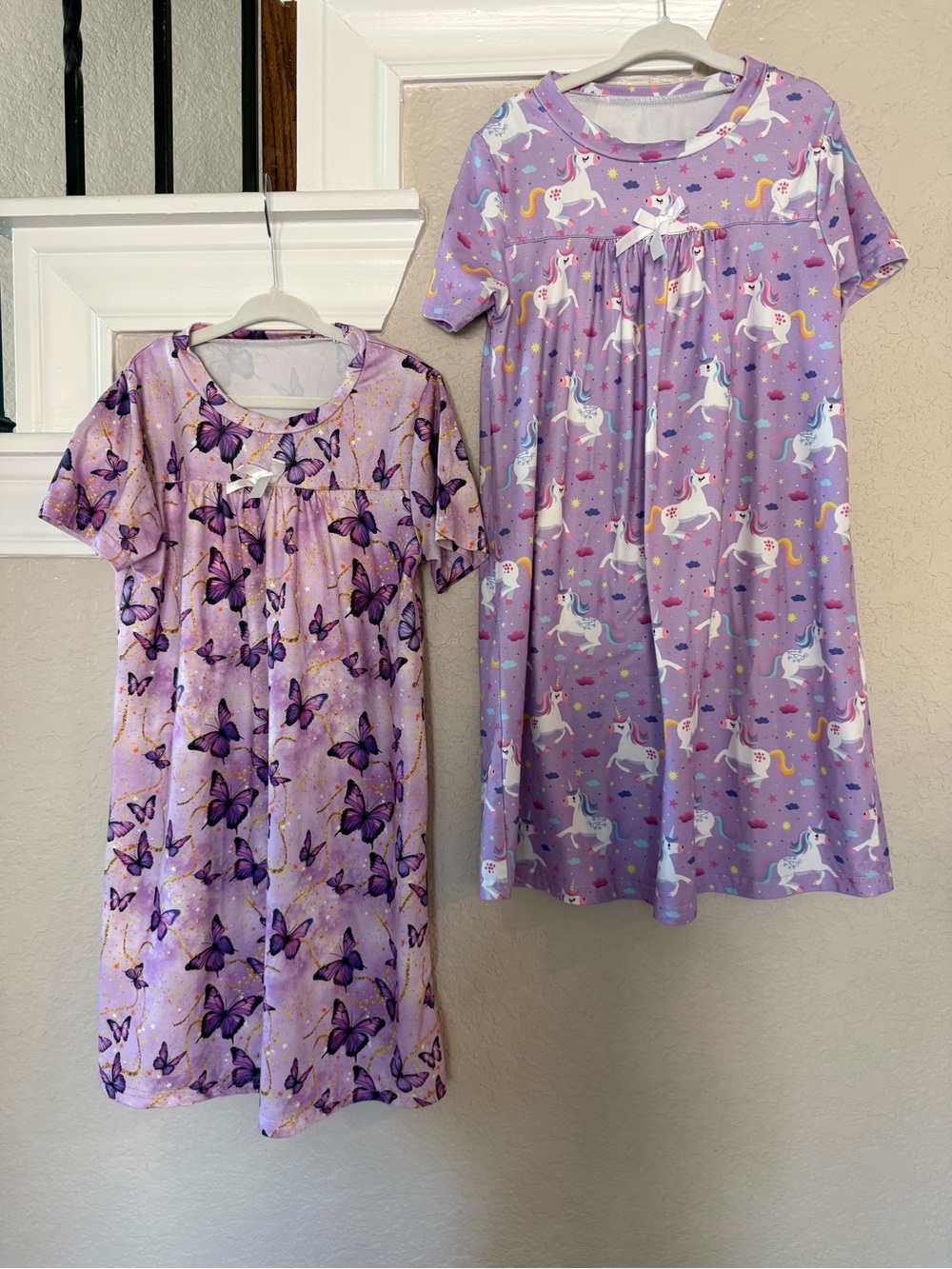 Girls' Lavender Unicorn & Butterfly Short-Sleeve Nightgown Pajamas